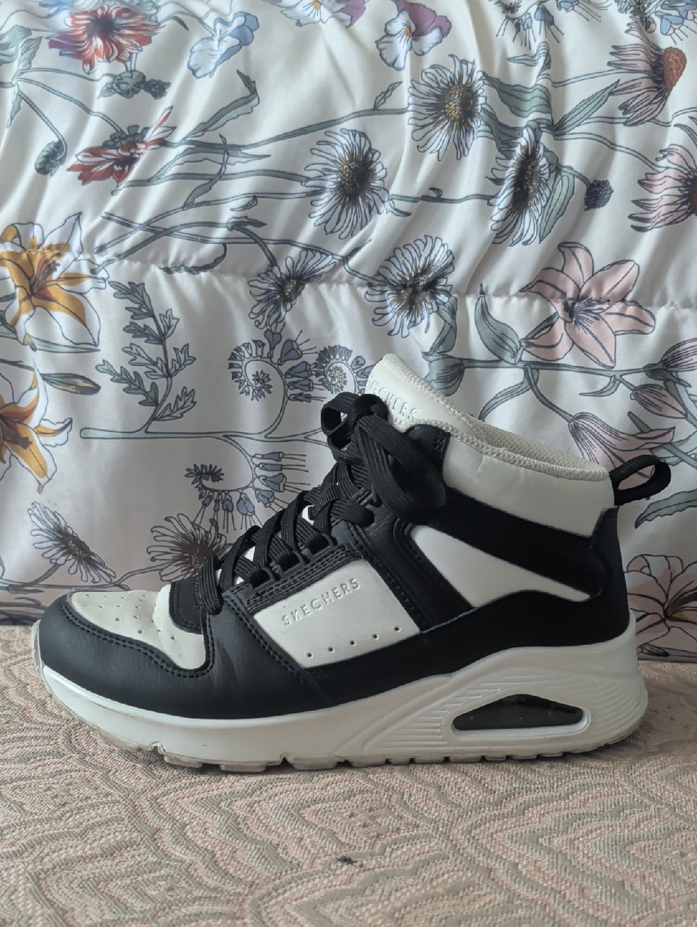 Skechers Black & White High-Top Athletic Sneaker